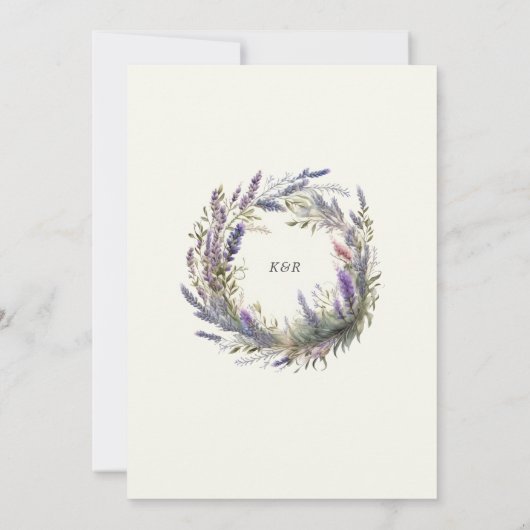 Invitation Aquarelle Lavender Floral Regal Mariage or (Dos)