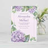 Invitation Aquarelle Lavender Hydrangea Fern Feuille Mariage (Debout devant)