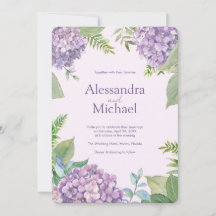Aquarelle Lavender Hydrangea Fern Feuille Mariage