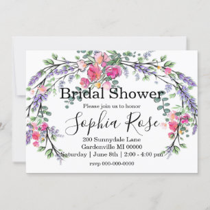 Invitation Aquarelle Lavender Rose Rose Bride douche