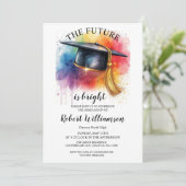 Invitation Aquarelle L'Avenir Est Une Bonne Fête De Graduatio (Debout devant)