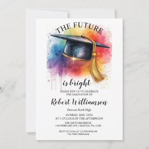 Invitation Aquarelle L'Avenir Est Une Bonne Fête De Graduatio