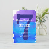 Invitation Aquarelle Laver Bleu pourpre Fête d'anniversaire d (Debout devant)