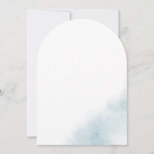 Invitation Aquarelle Laver Bleu Simple Boho Arche Mariage (Dos)