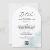 Invitation Aquarelle Laver Bleu Tout en un Mariage d'arche QR (Dos)