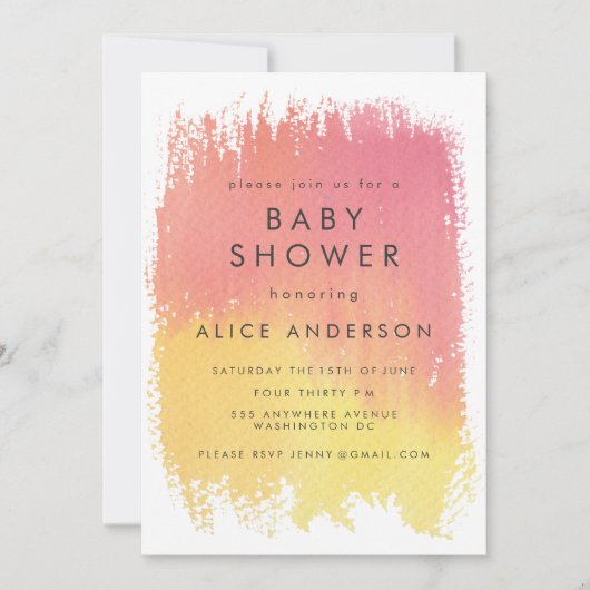 Invitation Aquarelle Laver les filles roses Baby shower Invit (Devant)
