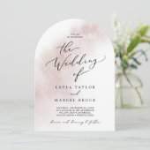 Invitation Aquarelle Laver rose pâle Mariage d'arche simple (Debout devant)