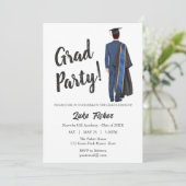 Invitation Aquarelle Leavers Graduation Gown & Casquette (Debout devant)