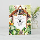 Invitation Aquarelle Légumes Farmants Marché Anniversaire (Debout devant)