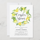 Invitation Aquarelle Lemon Blossom Wreath Couples Douche (Devant)