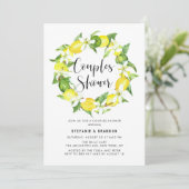 Invitation Aquarelle Lemon Blossom Wreath Couples Douche (Debout devant)