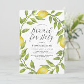 Invitation Aquarelle Lemon Greenery Brunch à courre pour bébé (Debout devant)