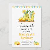 Invitation Aquarelle Lemonade jaune citron fête d'anniversair (Devant)