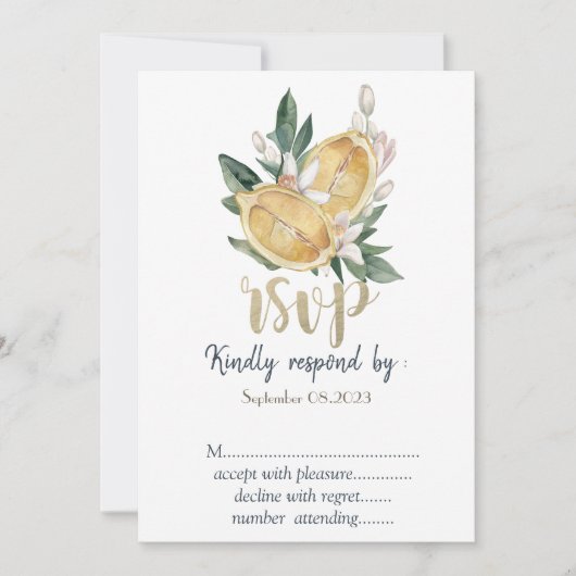 Invitation Aquarelle Lemons Botanique RSVP (Devant)