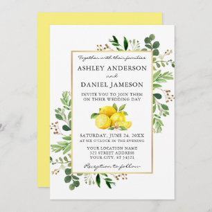 Invitation Aquarelle Lemons Botanique Verdure Mariage