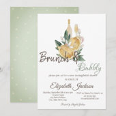 Invitation Aquarelle Lemons Brunch & Fête des mariées Bubbly (Devant / Derrière)