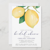 Invitation Aquarelle Lemons et Fête des mariées marine (Devant)