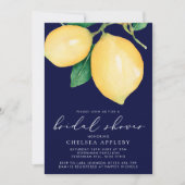 Invitation Aquarelle Lemons et Fête des mariées marine (Devant)