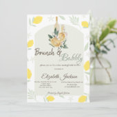 Invitation Aquarelle Lemons Frame Brunch & Bubbly (Debout devant)