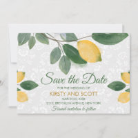 Aquarelle Lemons siciliens Sauvegarder la date