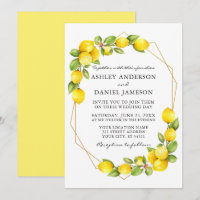 Aquarelle Lemons Verdure Geo Mariage cadre