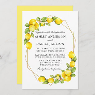 Invitation Aquarelle Lemons Verdure Geo Mariage cadre