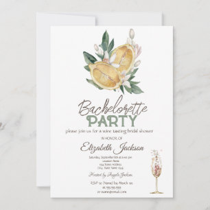 Invitation Aquarelle Lemons Verre Botanique Bachelorette