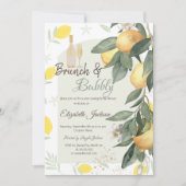 Invitation Aquarelle Lemons Vert Plaid Brunch & Bubbly (Devant)