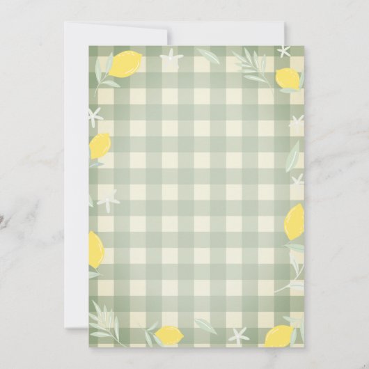 Invitation Aquarelle Lemons Vert Plaid Brunch & Bubbly (Dos)