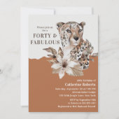 Invitation Aquarelle Léopard floral Quarante-40e anniversaire (Devant)