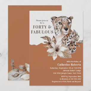 Invitation Aquarelle Léopard floral Quarante-40e anniversaire