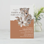 Invitation Aquarelle Léopard floral Trente 30e anniversaire (Debout devant)