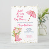 Invitation Aquarelle Les douches d'avril apportent des fleurs (Debout devant)