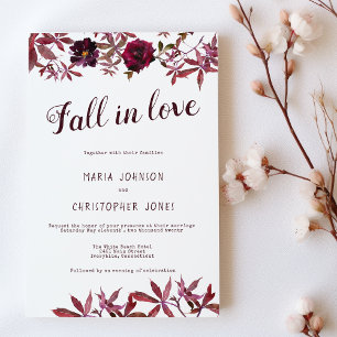 Invitation Aquarelle Les fleurs botaniques tombent en amour M