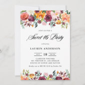 Invitation Aquarelle Les fleurs d'automne Garland Sweet sixte (Devant)