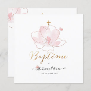 Invitation Aquarelle Les Fluers Faire partie de Baptême