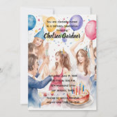 Invitation Aquarelle Les Jeunes Fêtent Anniversaire (Devant)
