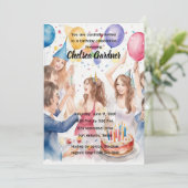 Invitation Aquarelle Les Jeunes Fêtent Anniversaire (Debout devant)
