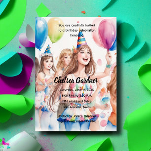 Invitation Aquarelle Les Jeunes Fêtent Anniversaire