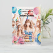 Invitation Aquarelle Les Jeunes Fêtent Anniversaire (Debout devant)