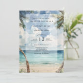 Invitation Aquarelle Les Seychelles Tropical Beach Wedding (Debout devant)