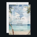 Invitation Aquarelle Les Seychelles Tropical Beach Wedding<br><div class="desc">Présentant la captivante Tropical Beach Wedding Invitation Card, mis en vie avec des couleurs rétro vibrantes! Voici le majestueux paysage de plage qui a honoré cette invitation exquise. La personnalisation est essentielle - adaptez le texte sans effort pour l'harmoniser avec les spécificités de votre mariage. Sélectionnez parmi un tableau de...</div>