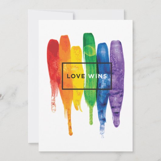 Invitation Aquarelle LGBT L'amour gagne Rainbow Paint Typogra (Devant)