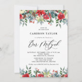Invitation Aquarelle L'hiver fleurit Floral Bar Mitzvah (Devant)