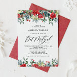 Invitation Aquarelle L'hiver fleurit Floral Bat mitzvah<br><div class="desc">Famille et amis Invitations avec cette invitation Bat mitzvah personnalisable. Il présente des guirlandes aquarelles de roses rouges, d'hivernes et de fleurs de poinsettia aux accents de pin et de verdure. Personnalisez en ajoutant les noms, la date, l'heure, le lieu et d'autres détails de l'événement. Cette invitation à la floraison...</div>