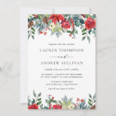 Invitation Aquarelle L'hiver fleurit Mariage botanique (Devant)