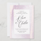 Invitation Aquarelle Lilac brillante, Blush+Faux Metallic (Devant)