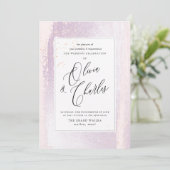 Invitation Aquarelle Lilac brillante, Blush+Faux Metallic (Debout devant)