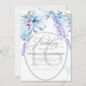 Invitation Aquarelle Lilac-Dusty Bleu Jalon Anniversaire (Devant)