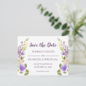 Invitation Aquarelle Lilac Mariage floral Enregistrer la cart (Debout devant)
